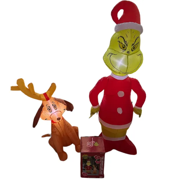 Gemmy The Grinch and Max Airblown Inflatable 4.5ft Christmas Holiday Dr.Seuss