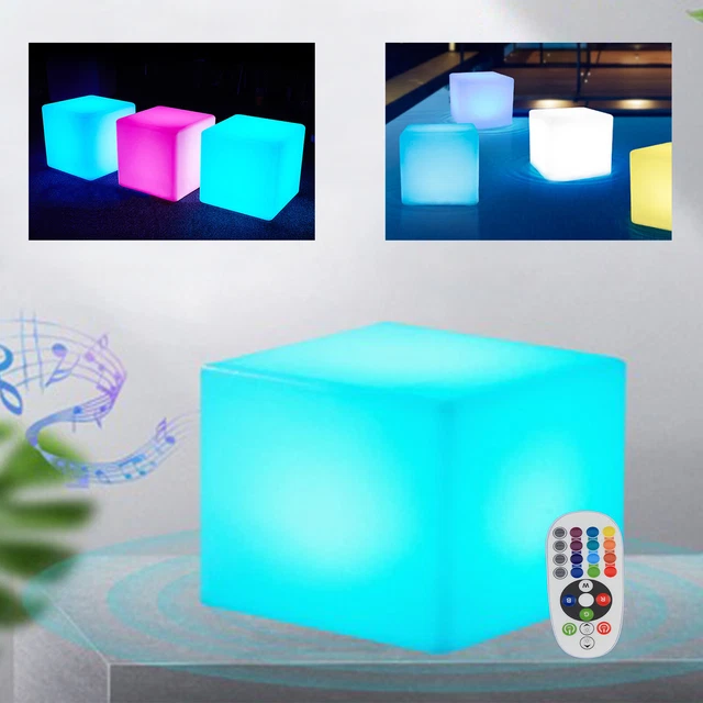12" LED Light Up Bar Stool 16 Color Changing Cube LED Seat Outdoor Indoor US