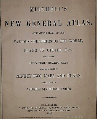 Old Antique 1866 S. AUGUSTUS MITCHELL Map ~ UTAH TERR. - NEVADA ~ Free S&H 2