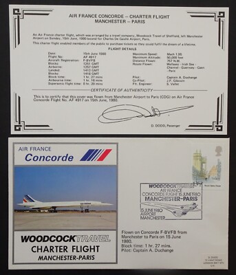 Concorde air france Woodcock viaggio Charter Copertura Manchester-PARIGI 