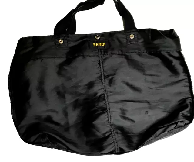 Fendi Nylon Detachable Bag Insert Double Handle Tote Black