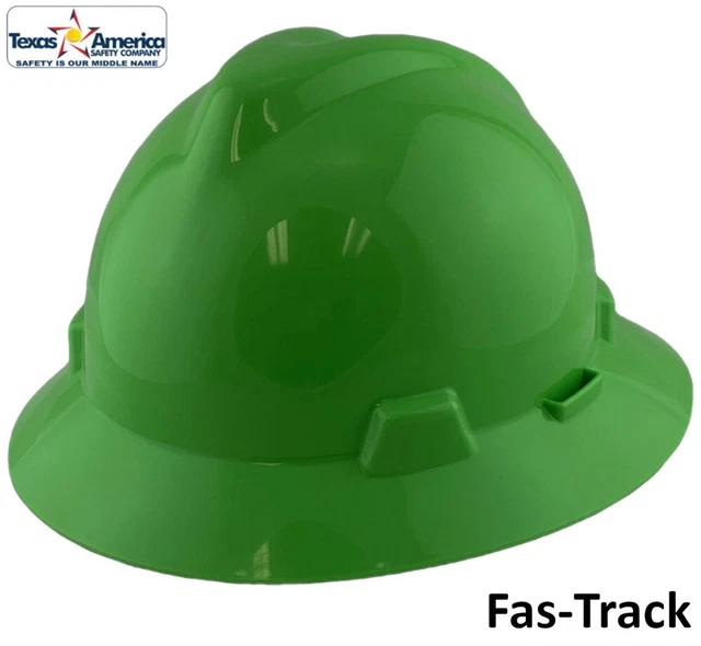 MSA VGARD FULL Brim Hard Hats with FasTrac Suspensions Lime Green