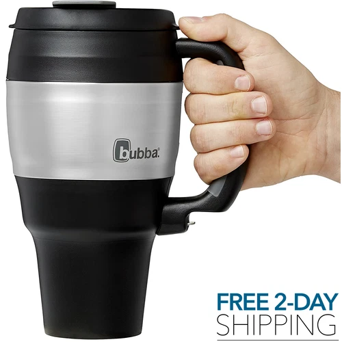 #1 Insulated Thermos Travel Mug Hot Cold Coffee Tea 34 oz Tumbler Cup Black -NEW