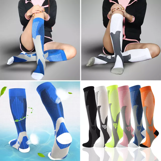 COMPRESSION CHAUSSETTES BAS SPORTS Médical Course Anti Fatigue Voyage ...