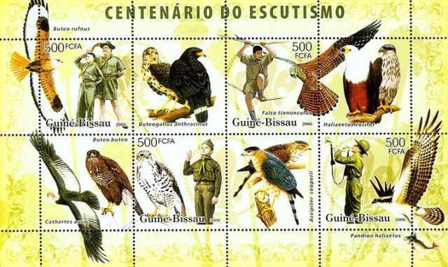 Guinea - Bissau 2006 - Centenary Scouts, birds of prey 4v, Michel 3399-3402