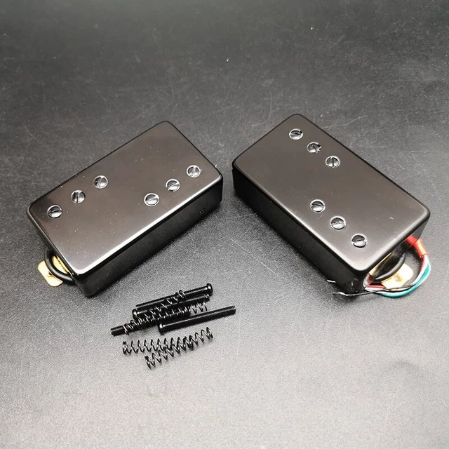 Two Line 3+3 Brass Cover Humbucker Guitar Pickup 4 Coil Cable 7.5k/15k Pickup BK