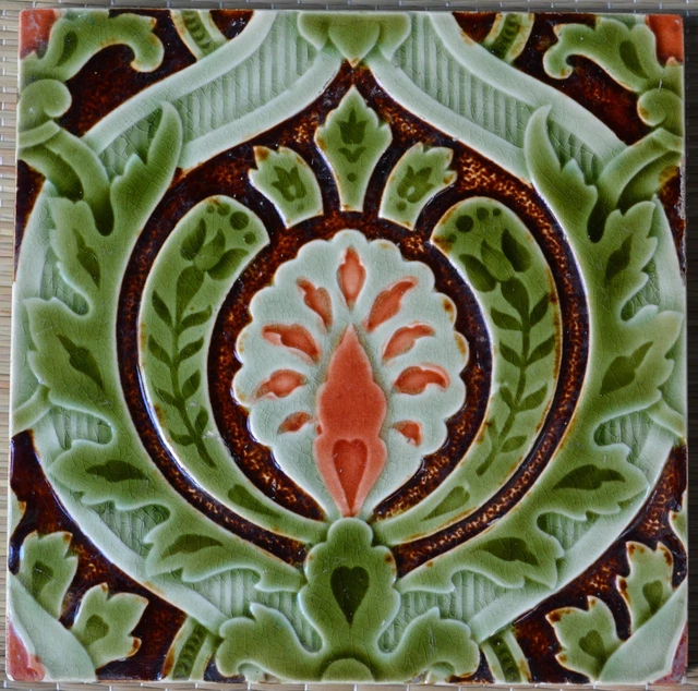 Germany - Villeroy & Boch - Antique Art Nouveau Majolica Tile C1900