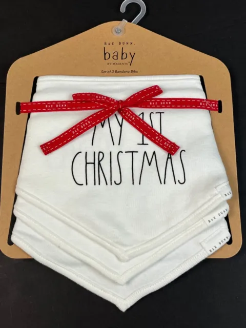 Rae Dunn Baby Set 3 Bandana Bibs 1st Christmas Candy Cane Cutie Merry Everything