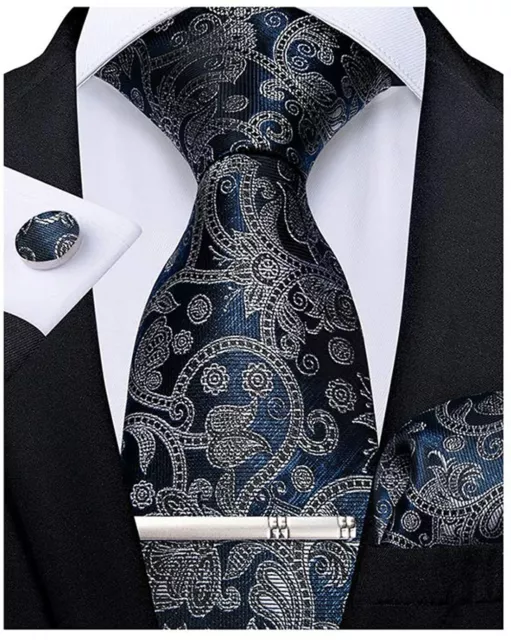 DiBanGu Paisley Tie and Pocket Square Men's Woven Necktie Silk Handkerchief and