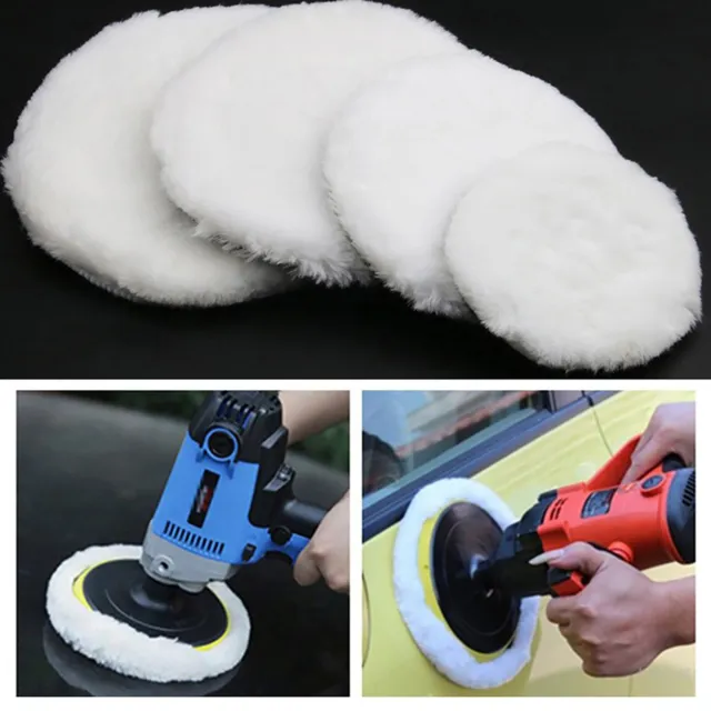 4" - 7" Buffing Polishing Pads Wool Wheel Mop Kit For Car Polisher Drill Adapter