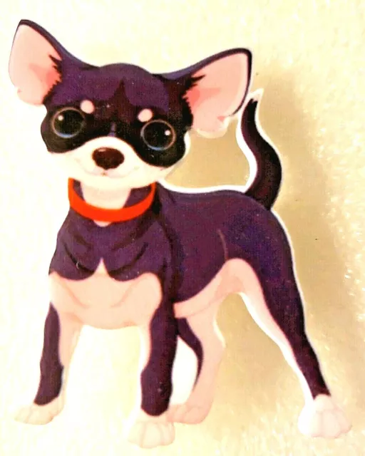 Chihuahua Dog Puppy Adorable Black Acrylic Pin Brooch Jewelry