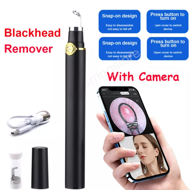 Blackhead Remover Extractor Tool With Camera Pimple Blemish Popper Comedone Pen