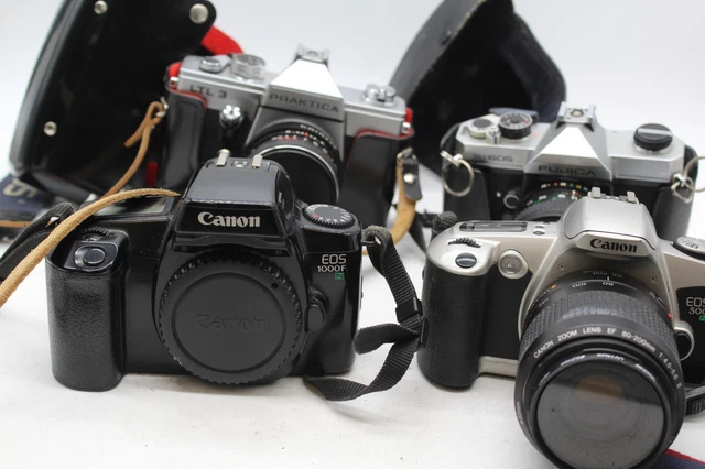 C x4 Vintage SLR Film Cameras Inc. Canon EOS 500, Canon EOS 1000F etc