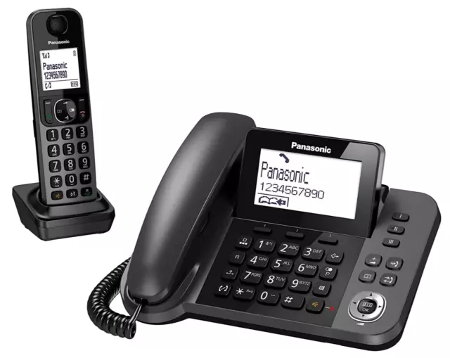 Telefono digitale fisso display grande con ricevitore cordless PANASONIC 2 in 1