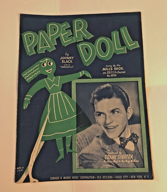 VINTAGE SHEET MUSIC Paper Doll 1940s by Johnny Black Featured by Frank