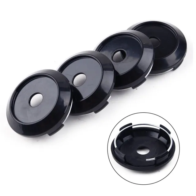 Set of 4 Black Wheel Center Hub Cap Covers 64mm OD 60mm ID for Most Cars