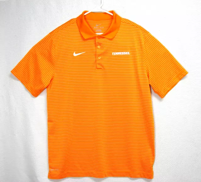 Nike Dri Fit Tennessee Volunteers Orange White Stripe Golf Polo Shirt Mens Large