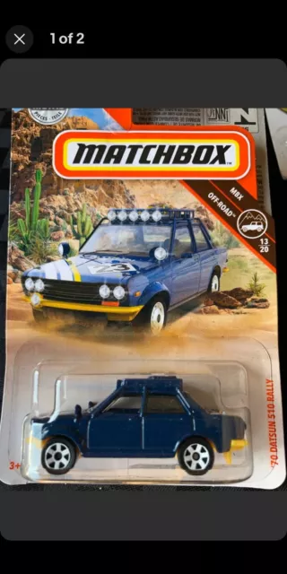 MATCHBOX 70 Datsun 510 Rally (Blue) - Mbx Off Road NEW SEALED HTF