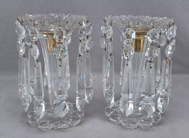 Pair of Mid 19th Century Victorian Anglo Irish Cut Glass Lusters
