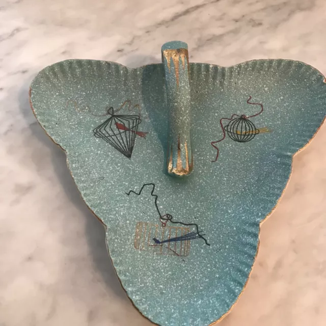 VTG Mid Century Modern Atomic Rosenthal Raymond Loewy Turquoise Birdcage Tidbit 