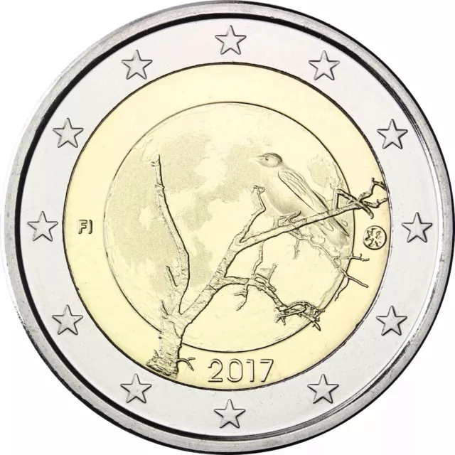 Finnland 2 Euro Münze Finnische Natur Nebelkrähe 2017 Unzirkulierte Gedenkmünze