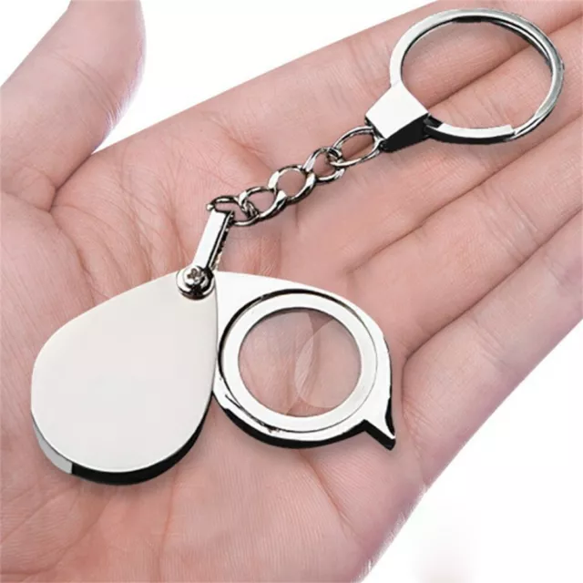 Portable 15X Folding Keyring Magnifier Key Chain Magnifying Glass Pocket Tools