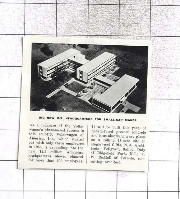 1961 MODEL OF New US HQ For Volkswagen Of America Englewood Cliffs NJ