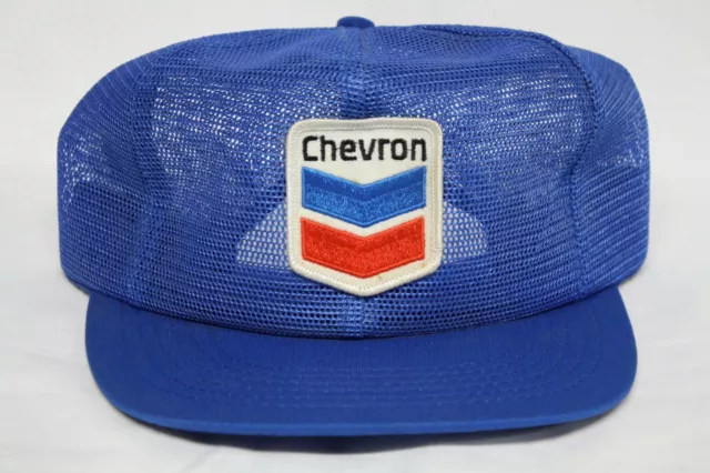 Designer Award Chevron Patch Blue Trucker Mesh Hat Cap Oil