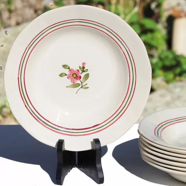 Lot de 8 assiettes creuses en faïence Sarreguemines Armelle ø 22,5 cm