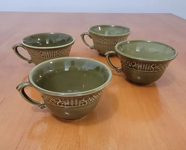 Vintage Canonsburg Pottery Co. Madeira Ironstone Coffee / Tea Cups 4 pc Set