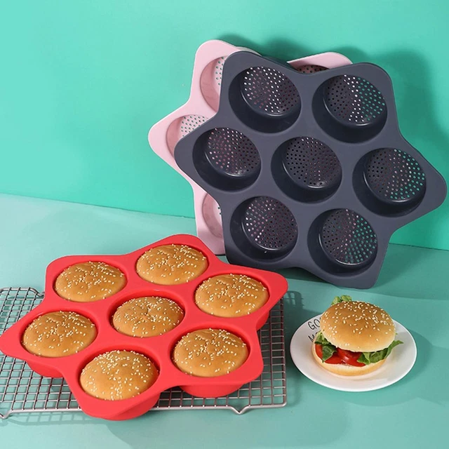 para disolver molde para hornear 7 cavidades sartén de silicona hamburguesa panecillos moho