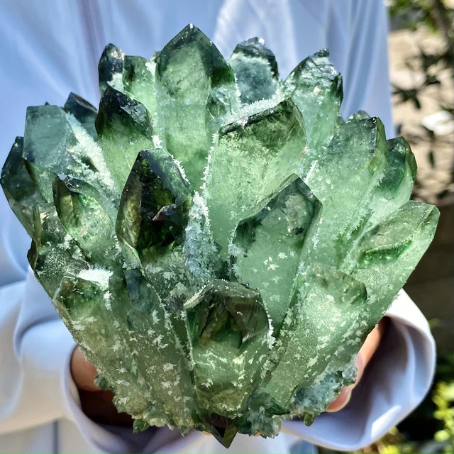 2.22LB New Find Green Phantom Quartz Crystal Cluster Mineral Specimen Healing-A
