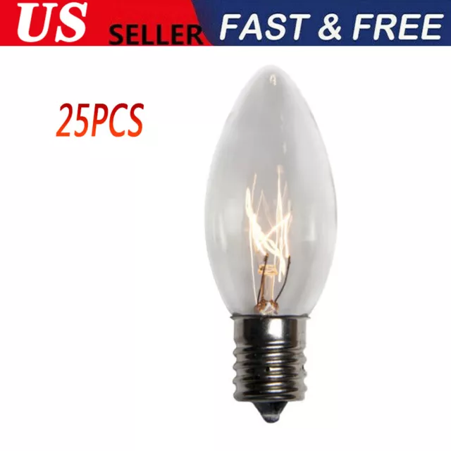 25PCS C9 Clear Transparent Replacement Christmas Light Bulbs Holiday Wedding Par