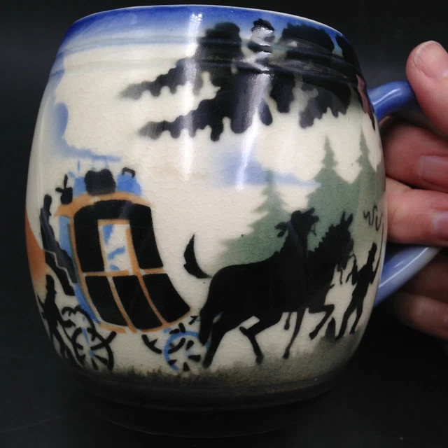 Vintage Ditmar Urbach Mug Erphila Czech Air Brush Paint Stagecoach Pine Forest