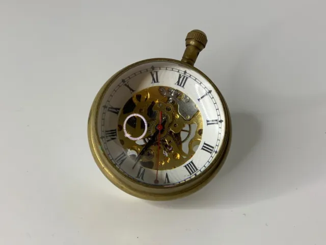 VTG BALL HEAVY GLASS DESK POCKET WATCH CLOCK  INDIA *Tested* Great Mechanism