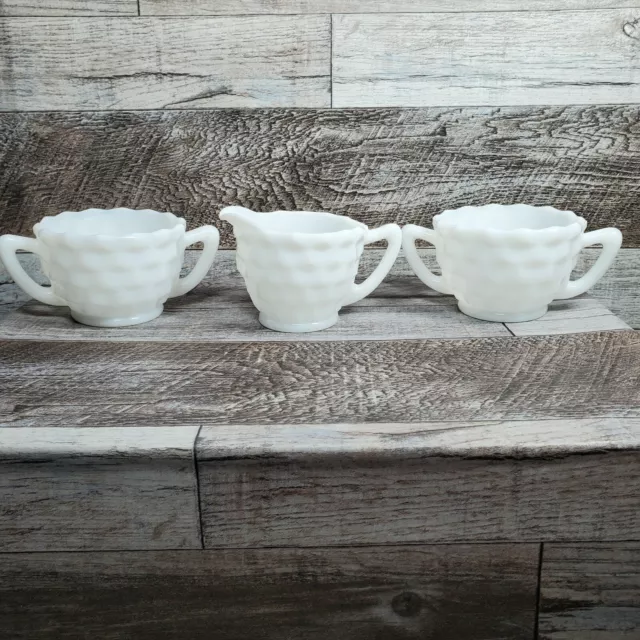 Vintage Milk Glass Cream and Sugar Bowl Set White Creamer Bubble Marmalade