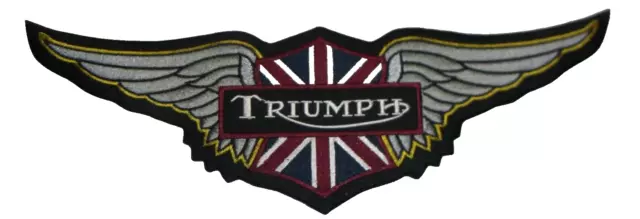 Triumph Motorcycle Wing Biker British Embroidered Patch~12" Wide~Iron or Sew On