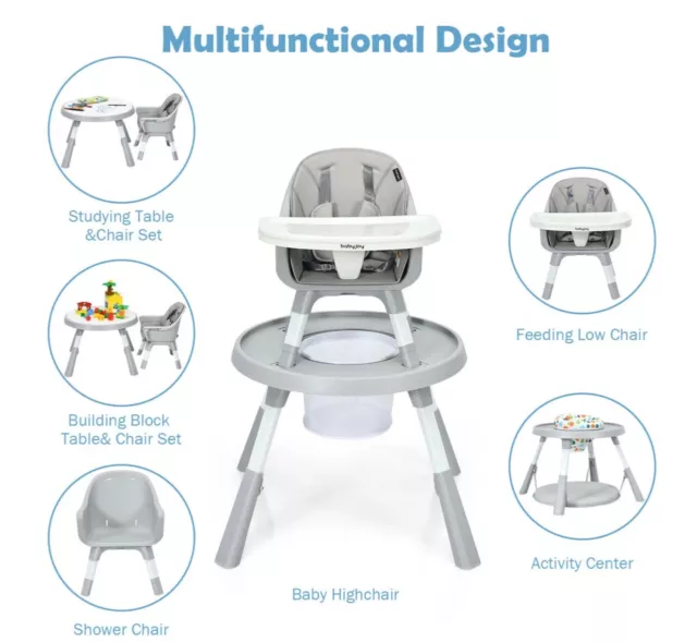 Baby High Chair Infant Activity Center w/ Height Adjustment 6 in 1