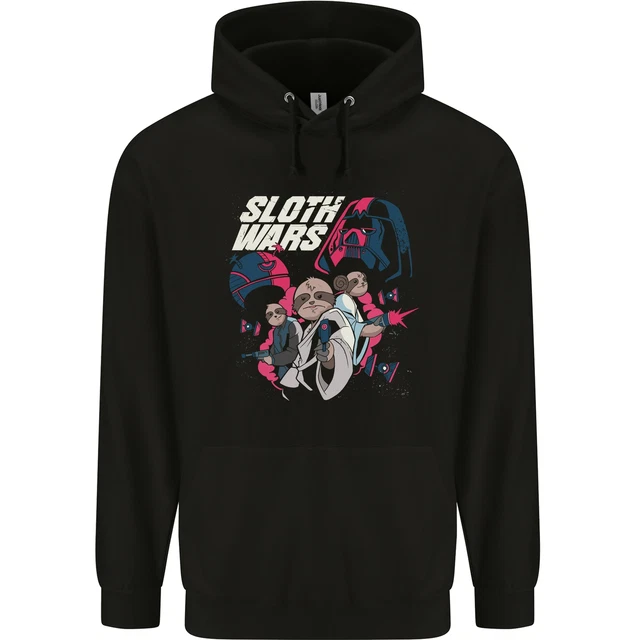 Felpa con cappuccio Sloth Wars divertente parodia TV e film da uomo 80% cotone