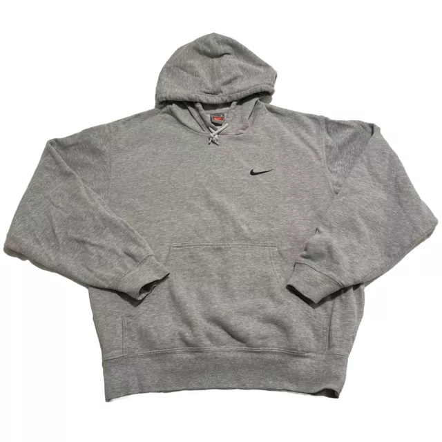 Vtg 2000s Nike Team Swoosh Pullover Hoodie Sweater Heathered Gray Size Small