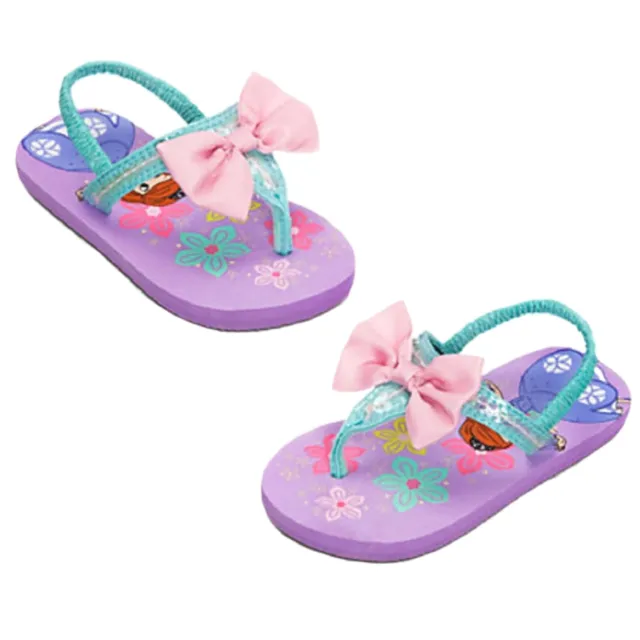 Disney Sofia The First Little Girl's Elastic Heel Strap Flip Flops Sz 5-6 - NWT