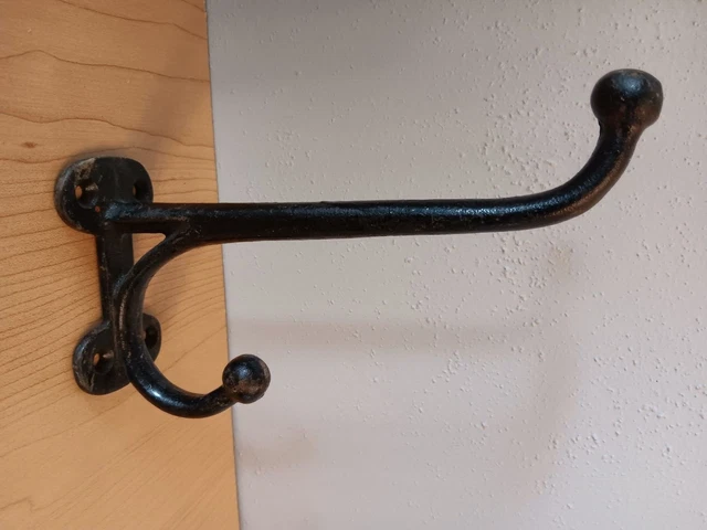Vintage  Cast Iron Coat Tack Harness 8" Double Hook