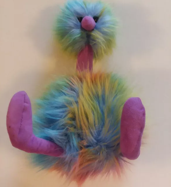 Jellycat Rainbow Pompom Emu Ostrich Stuffed Plush Animal Furry Bird Purple
