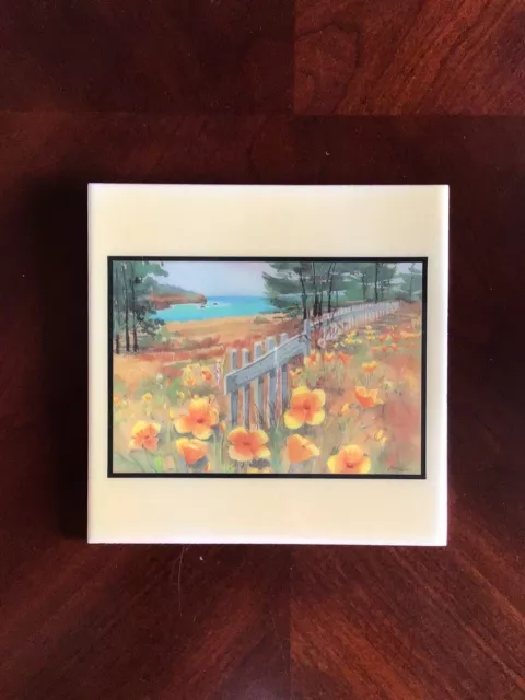 Vintage Art Tile: Coastal Poppies by Ellie Marshall (Theme: California)