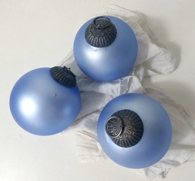 4 ANCIENNES BOULES DE NOEL VERRE MERCURISE EGLOMISE DECORATION SAPIN