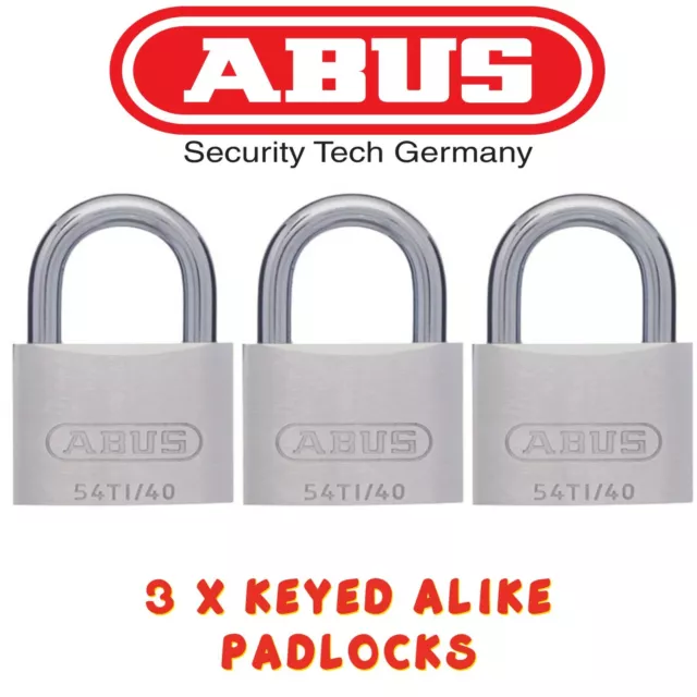 ABUS 40mm Titalium High Security Padlocks  x3  BULK LOT High quality Keyed Alike