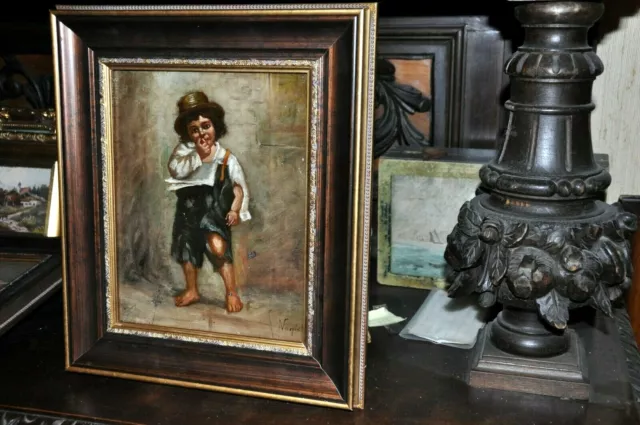 19th century Allegorical ( Boy eating Apple ) American  Oil Painting
