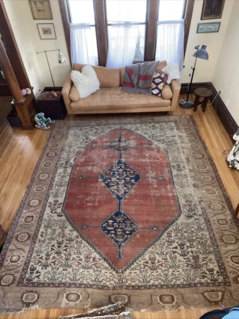 19th Century Hand-Knotted Wool Antique Rug Carpet, Possibly Ziegler Mahal