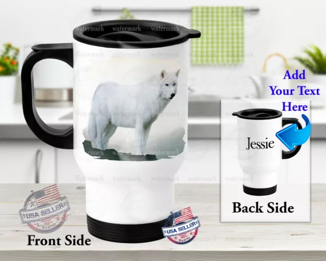 Stainless Steel Tumbler 14oz Travel Mug Customized Wolf Mystical Animal Design