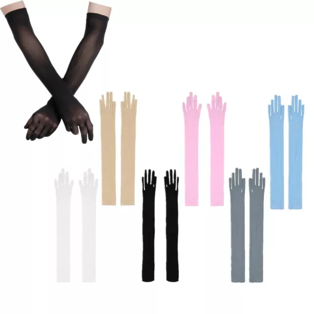 Women Sheer Long Gloves Opera Wedding Bridal Evening Party Prom Mittens Costumes